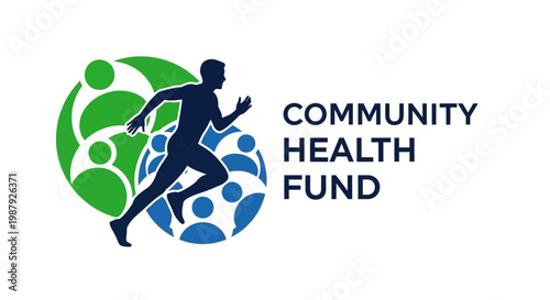 Community Health Fund Logo Featuring Figure Running Towards Goal Representing Growth and Wellness