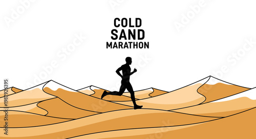 Cold Sand Marathon Silhouette Illustrates Endurance and Athleticism in Challenging Terrain