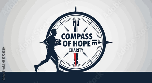 Compass Of Hope: Inspiring Charity Run Silhouette Design For Fundraising And Awareness Promoting
