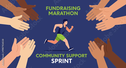 Community Marathon Illustration Showcasing Solidarity and Collective Support for Charitable Causes