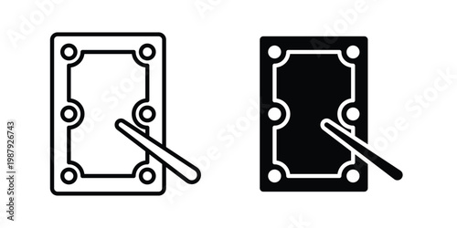 Pool table icon editable designs collection. black and white icons