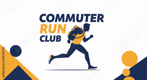 Commuter Runner Club Graphic with Dynamic Movement and Bold Typography
