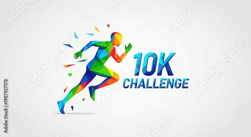 Colorful Running Man Illustration For 10K Challenge and Athletic Events Design Concepts