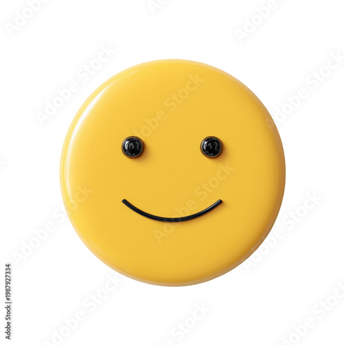 Yellow smiley face emoji icon with simple happy expression isolated on a transparent background