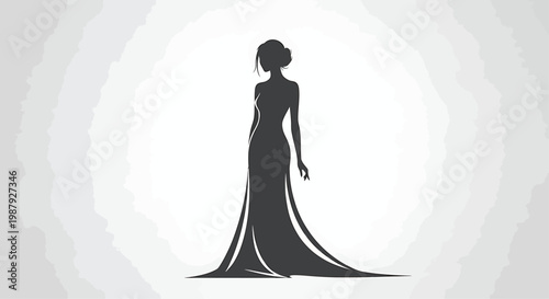 Elegant Woman Wearing Long Dress Silhouette