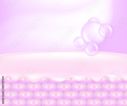 Hyaluronic acid and Niacinamide skin solutions ad, pink collagen serum drops into skin cell with cosmetic advertising background ready to use, illustration vector.	