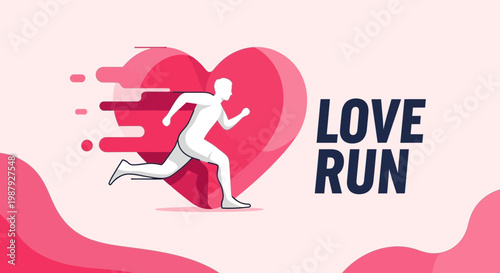 Conceptual Illustration Depicting Running Towards Love and Achieving a Goal Beautifully.