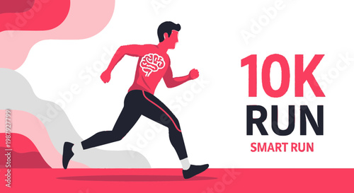 Conceptual Illustration of a Smart Runner Preparing For The 10K Race To Success