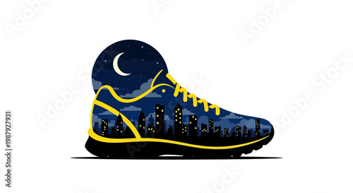 Conceptual Night City Runner Shoe: An Urban Sportive Artwork for Fitness Lovers