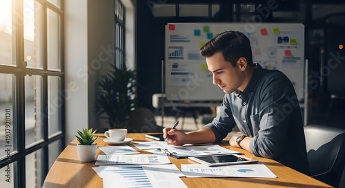 Man Wearing Glasses Working on Computer Focused