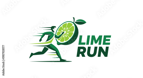 Creative Lime Run Logo Illustrating Freshness, Fitness, And Energetic Movement Concept