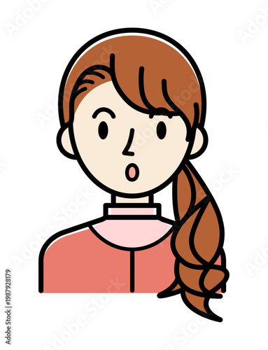 ベクターイラスト素材：驚いてびっくりしている若い女性アイコン