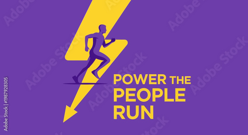 Creative Power Run Illustration Representing Energy, People Connection and Action