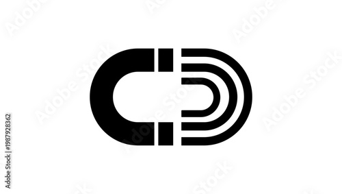attracting magnet symbol, black isolated silhouette