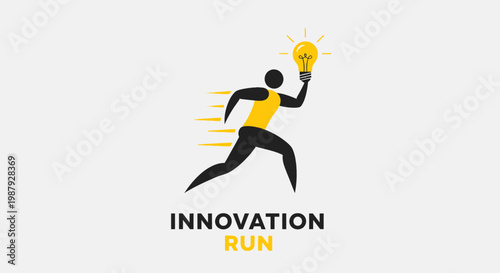 Creative Runner Idea Concept Lightbulb Innovation Symbol Illustrative Modern Imagery