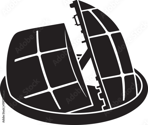 Broken globe, shattered earth, black icon, vector illustration