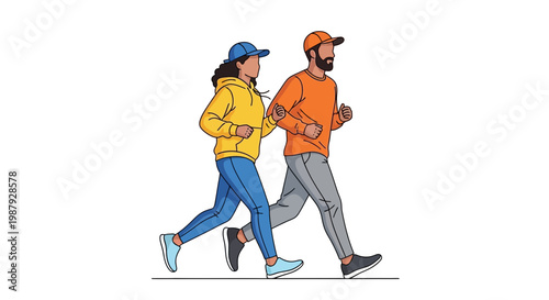 Couple Jogging Together in Outfits during a Healthy Outdoor Exercise Routine
