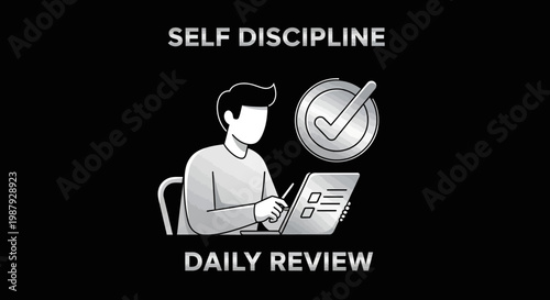 Daily Routine And Self Discipline, Reviewing Checklist On The Laptop For Improved Work
