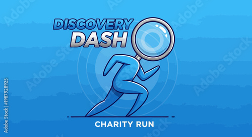 Discovery Dash Charity Run Illustration Depicting Pursuit Of Knowledge And Fundraising Event