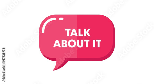 Discussion Prompt: Red Bubble Speech Icon Saying Talk About It, Conversing in Communication