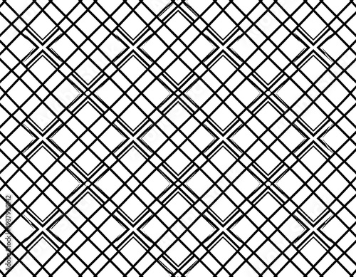 A geometric, repeating pattern of black diagonal lines crisscrossing to create a diamond-like structure on a white background