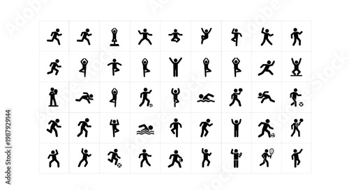 Diverse Athletic Illustrations Showcasing Active Lifestyle and Dynamic Human Movement