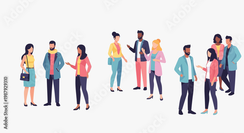 Diverse Group Interaction: A Modern Illustration Of People Engaging and Communicating