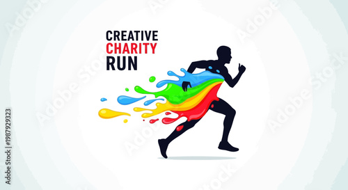 Creative Charity Run Symbolizing Athleticism and Giving Promoting Colorful Splashes of Generosity