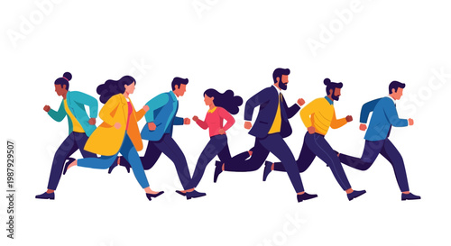 Diverse Group Of Professionals In Motion