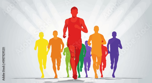 Diverse Group of Runners Competing in a Vibrant Race Event