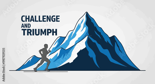 Depiction Of A Runner Facing A Mountain, Aiming For Challenge And Ultimate Triumph