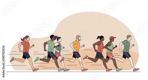 Diverse Group Of Runners In Motion