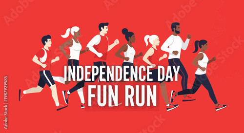 Diverse Group Participating In An Independence Day Fun Run