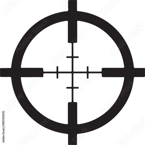 Black rifle scope crosshair target, aiming circle vector, gun sight icon, shooting range symbol