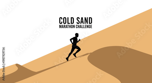 Desert Runner Ascending Sandy Dune in Marathon Challenge