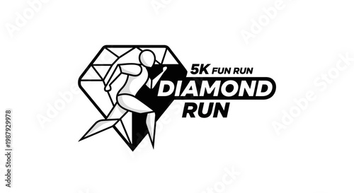 Diamond Run 5K Fun Race Event Logo Design