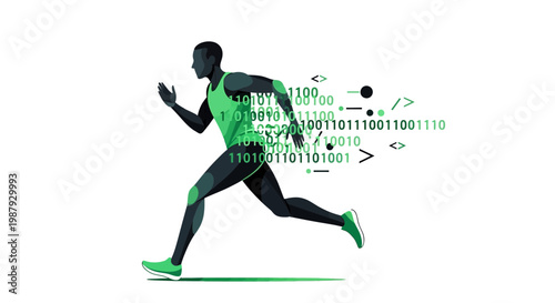 Digital Athlete Merging Technology Embracing Speed and Innovation in a Dynamic Illustration