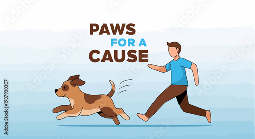 Dog and Human Running Together for a Cause Representing Charity, Community, and Positivity Movement