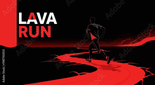 Dramatic Lava Run Concept Depicting Athletic Power and Volcanic Inferno Adventure Scene