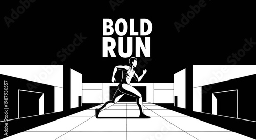 Dramatic Monochrome Artwork Depicting a Runner in Pursuit of Their Ambitions