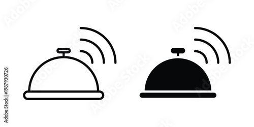 Reception bell icon editable designs collection. black and white icons