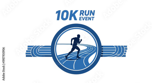 Dynamic 10K Run Event Logo With Athlete Silhouette On Track