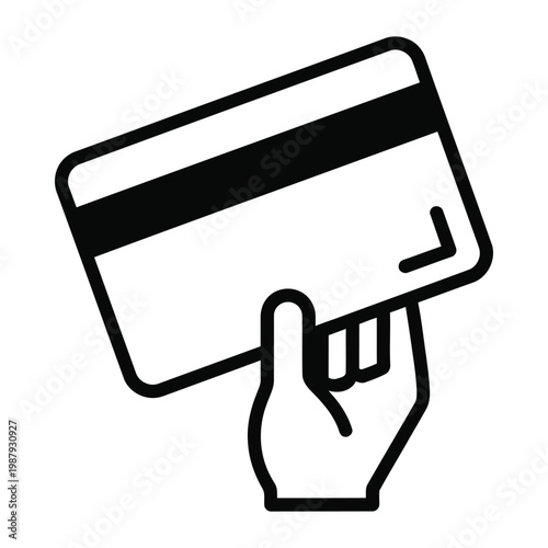 Hand holding credit card icon for secure payment support and financial services