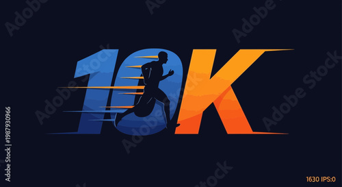 Dynamic 10K Run Logo Design Featuring a Silhouette of a Runner with Motion Lines and Design