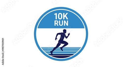 Dynamic 10K Runner Silhouette Logo Graphic For Fitness Events