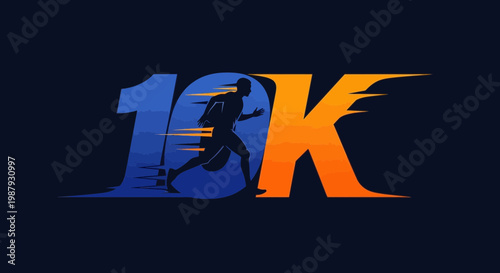 Dynamic 10K Running Event Logo In Bold Colors, Focused On Speed And Energetic Motion
