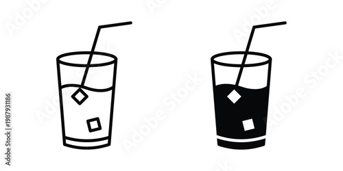 Refreshing cold drink icon editable designs collection. black and white icons