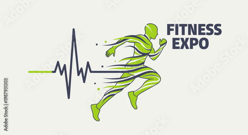 Dynamic Athlete Illustrates Vitality And Represents Fitness Expo With Bold Visuals