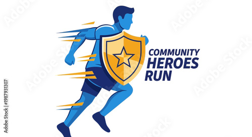 Dynamic Athlete In Motion Representing Community Heroes Run Event