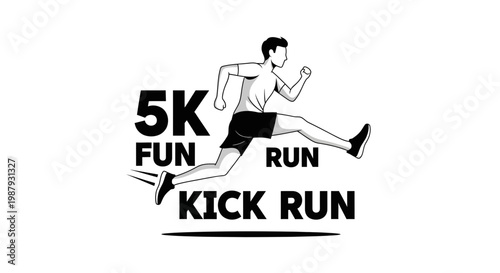 Dynamic Athlete In Motion Sprinting For A 5K Fun Kick Run